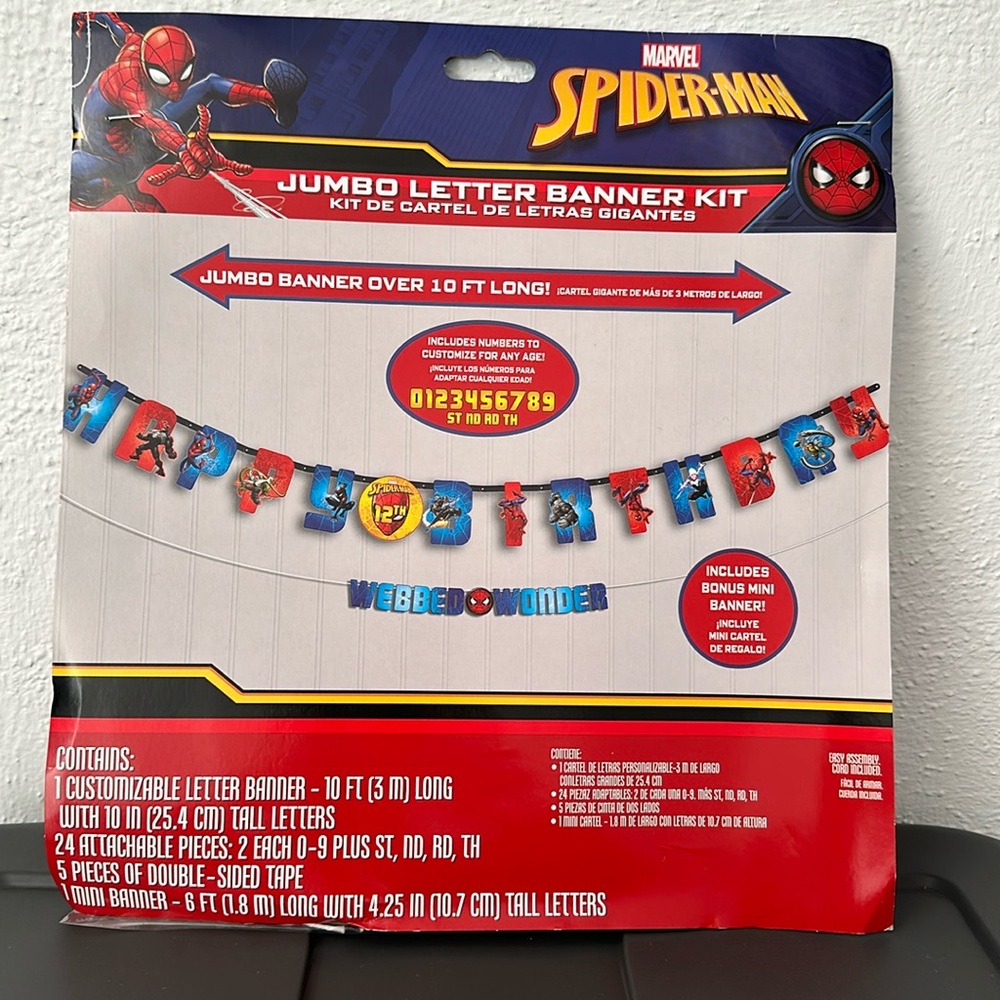 NWT Spider-Man Jumbo Letter Banner Kit